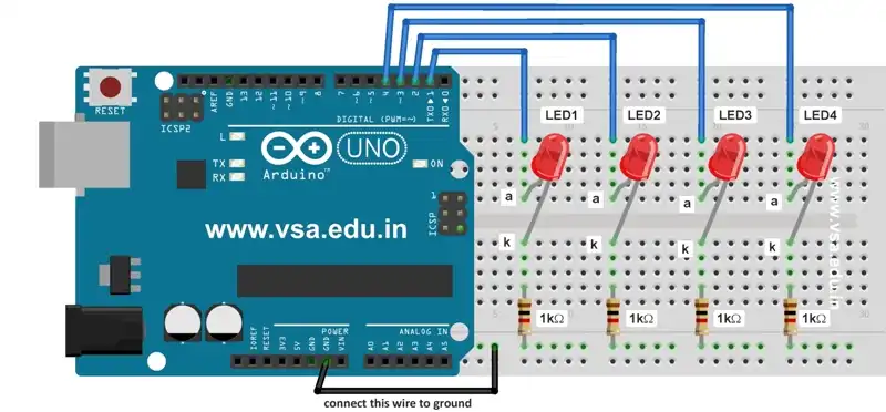 B4: Running Effect of LEDs & B5: Chasing Effect of LEDs