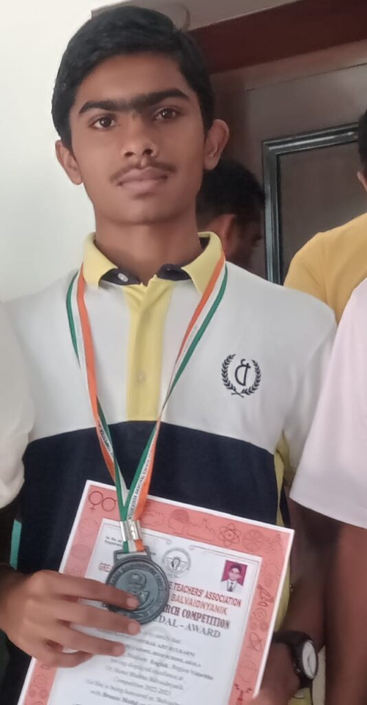 Vidyasagar Academy student - Sarthak Kulkarni received bronze medal in homi bhabha competition 2023