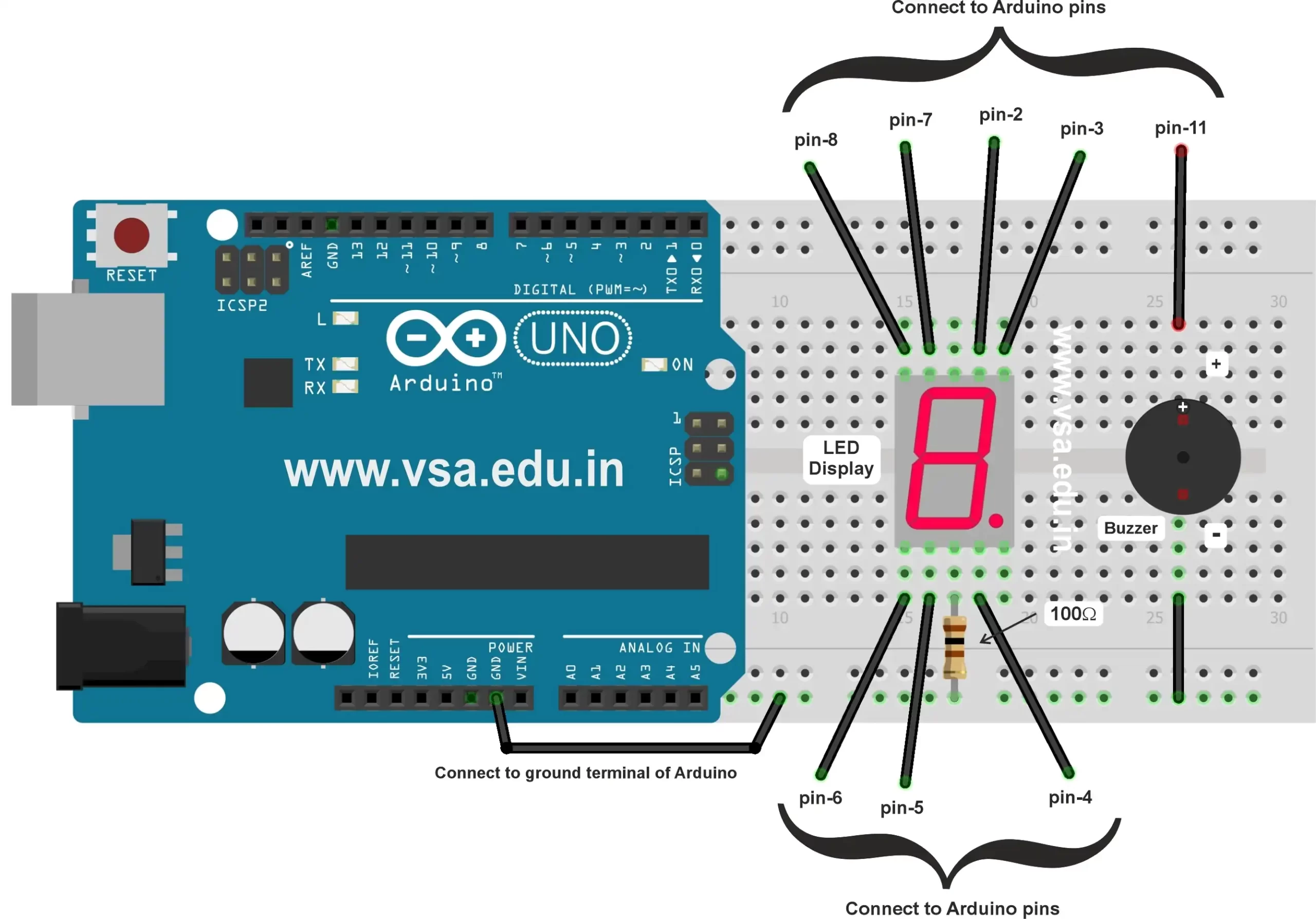B13 LED Display Down Counter With Alarm Using Arduino Vidyasagar Academy