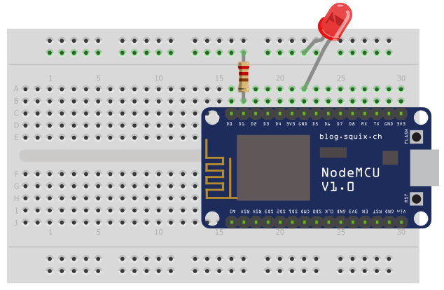 Blinking LED NodeMCU connection diagram