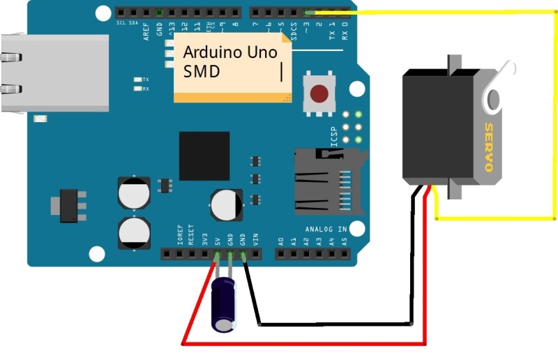 to drive Servo motor with Arduino Uno SMD