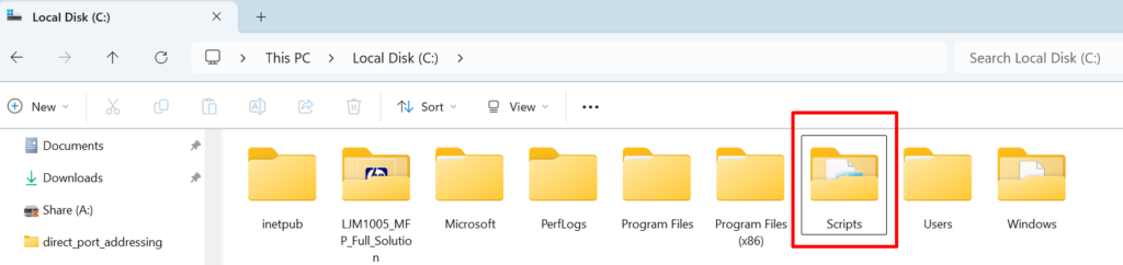 create the Script folder in C: drive in your pc